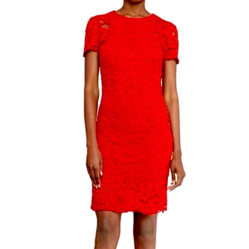 New Red‎ Floral Lace Embroidered Midi Dress 10 Romantic Wedding Guest Coquette